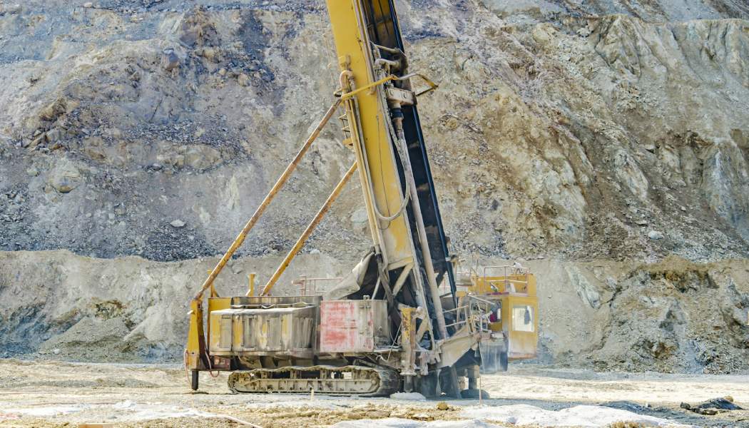 Close-up of drill rig equipment being rebuilt